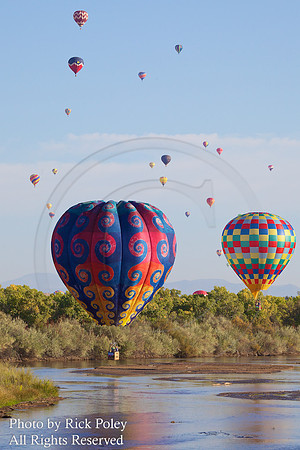 Hot Air Balloons over Rio Grande River, Albuquerque, NM
