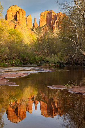 Cathedral Rock & Reflection in Oak Creek, Sedona, AZ
