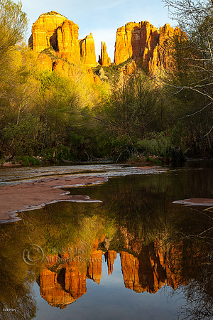 Cathedral Rock & Reflection in Oak Creek, Sedona, AZ