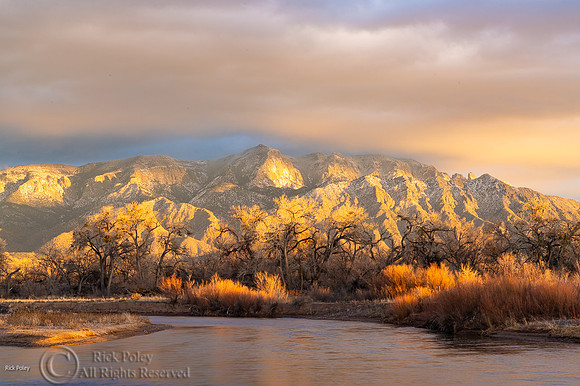 Sandia Mountain & Rio Grande River & Clearing Snowstorm