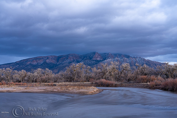 Sandia Mountain & Rio Grande River & Clearing Storm,