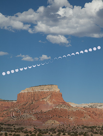 Solar Eclipse Composite over Sandstone Butte, NM