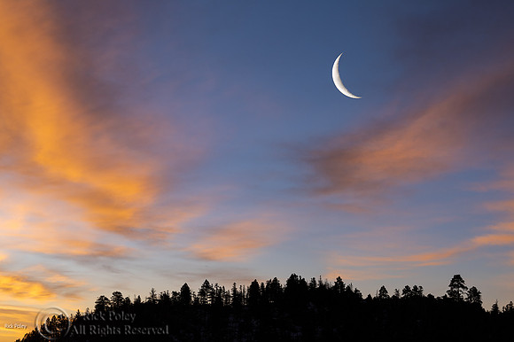 Crescent Moon & Cibola National Forest at Sunrise