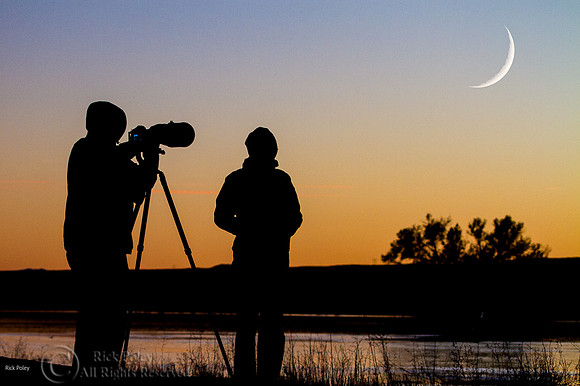 Composite Image Crescent Moon and Bosque del Apache NWR at Sunse