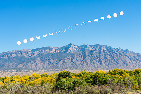 Solar Eclipse Composite over Sandia Mountain, NM