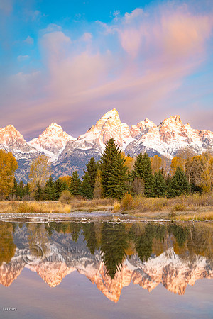 First Autumn Snowfall and Beave Pond Reflection Grand Teton NP,