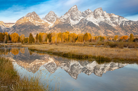 Snowy Mountain Reflection Schwabacher Landing, Grand Teton NP, W