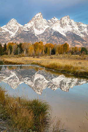 Snowy Mountain Reflection Schwabacher Landing, Grand Teton NP, W
