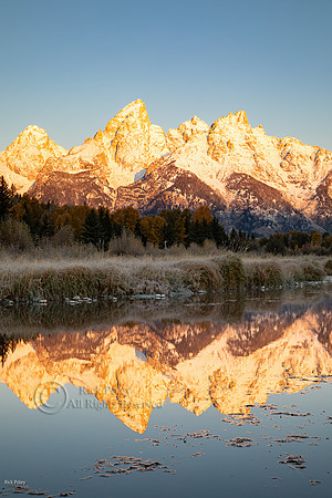 Snow-covered Mountains & Reflection, Grand Teton National Park,