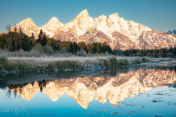 Snow-covered Mountains & Reflection, Grand Teton National Park,