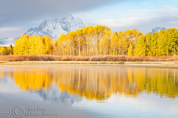 Autumn Snowfall Mt. Moran, Oxbow Bend, Snake River, Grand Teton,