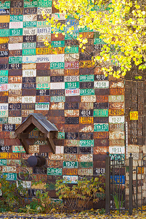 License Plates on Wood Shed