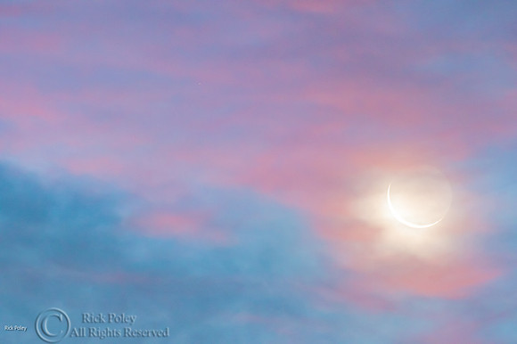 Crescent Moon & Thin Clouds at Dawn