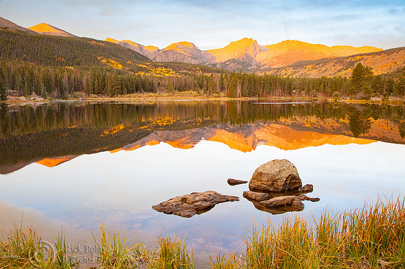 Dawn Mountain Reflections at Sprague Lake, Rocky Mountain NP, CO