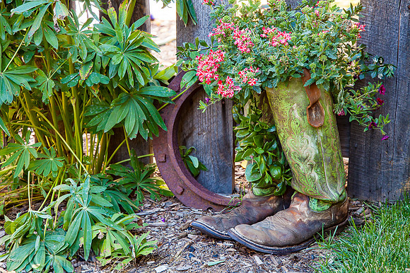 Recycled Boots Planter, Historic Crested Butte, CO