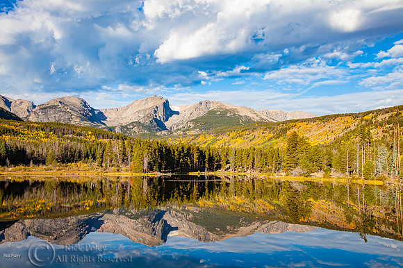 Flattop Mountain and Hallet Peak & Sprague Lak Reflections, Rock