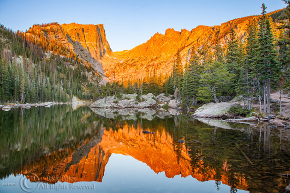 12713-foot Hallett Peak and 12324-foot Flattop Mountain Reflecte