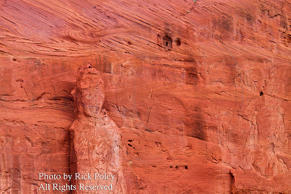 Erosional Hoodoo Stone Figure emerges from Jemez Red Rocks