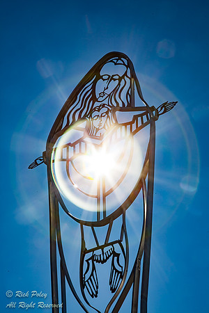Virgin Mary Holding an Infant Metal Sculpture, Mother of Priests
