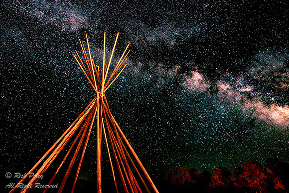 Teepee Wood Poles & Milky Way, CO